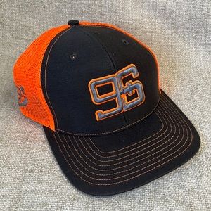🔥Mens snap back w/ mesh baseball cap. Fluorescent orange with charcoal gray.